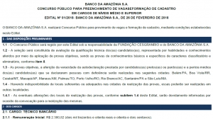 Confira edital do concurso do Basa com mais de 500 vagas para Rondônia e outros oito estados