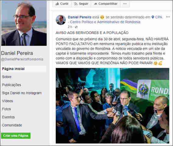 Fake News: Governador desmente boato de ponto facultativo na segunda-feira