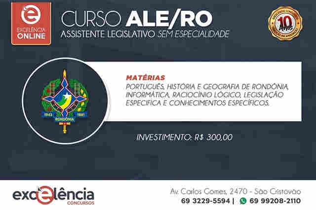 Excelência Concursos lança curso online focado no concurso ALE/RO
