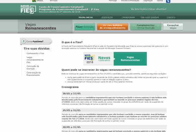 Estudantes podem se inscrever para vagas remanescentes do Fies