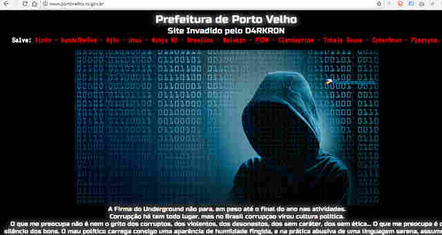 Site da Prefeitura de Porto Velho é invadido por hackers