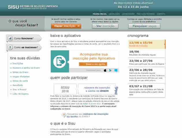 Começam as inscrições para o Sisu com mais de 57 mil vagas para o segundo semestre