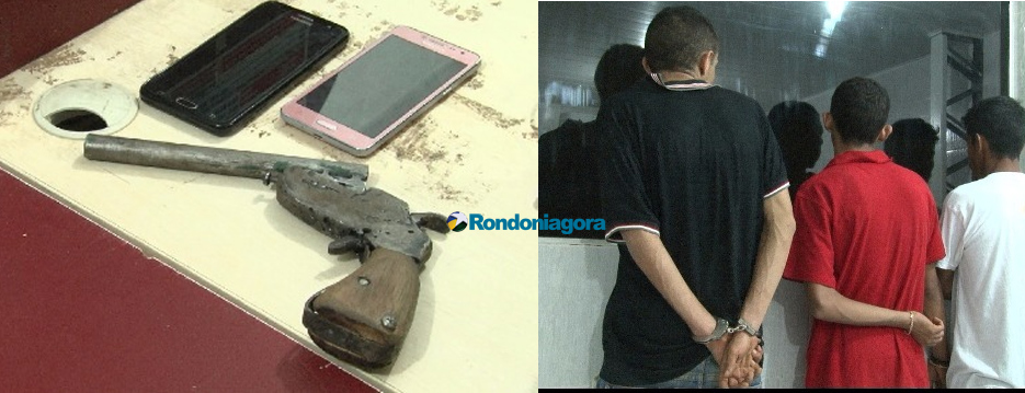 Adolescente e dois comparsas são conduzidos para a delegacia após roubo de celular