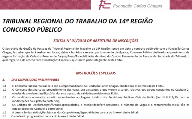 TRT Rondônia abre concurso público e oferece salário de R$ 11.006,83; veja edital