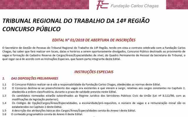 TRT Rondônia abre concurso público e oferece salário de R$ 11.006,83; veja edital