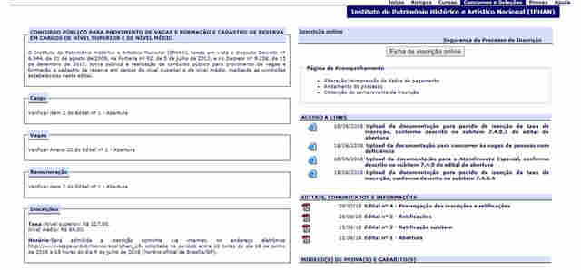 Inscrições para o concurso do Iphan seguem até dia 16 de julho