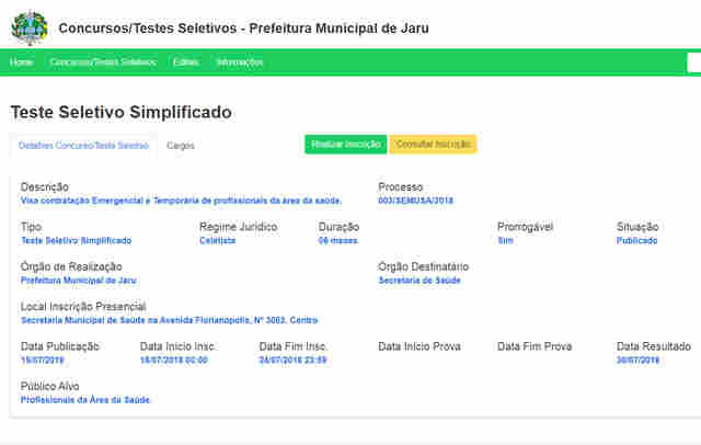Prefeitura de Jaru divulga edital para contratação de 17 profissionais na área da saúde