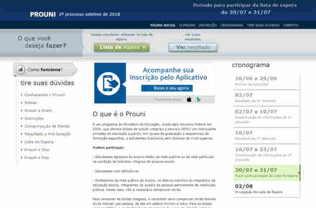 Adesão à lista de espera do ProUni está aberta até essa terça-feira