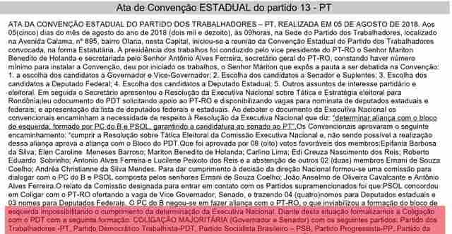 PT de Rondônia não respeita ordem da nacional, coliga com Acir e deve sofrer intervenção