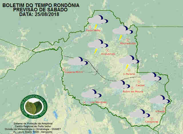 Nova frente fria em Rondônia neste final de semana, segundo o Sipam