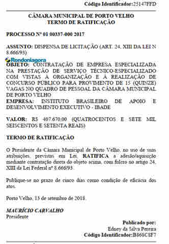 Ibade é a banca escolhida pela Câmara de Vereadores para realização de concurso público