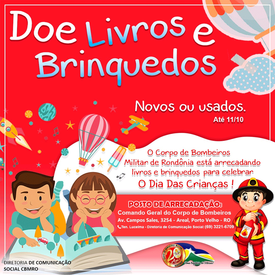 Bombeiros fazem campanha de arrecadação de livros e brinquedos para crianças carentes