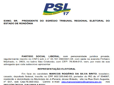 PSL vai à justiça contra Marcos Rogério por uso da imagem de Bolsonaro