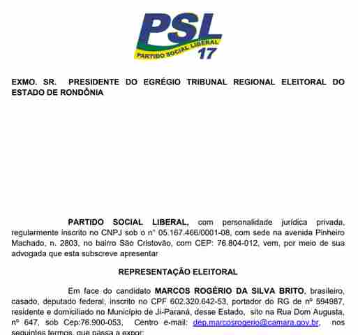 PSL vai à justiça contra Marcos Rogério por uso da imagem de Bolsonaro