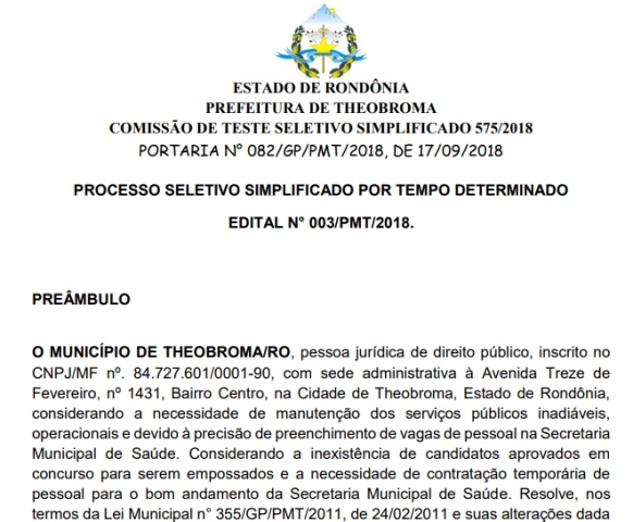 Inscrições para processo seletivo de Theobroma encerram na quinta