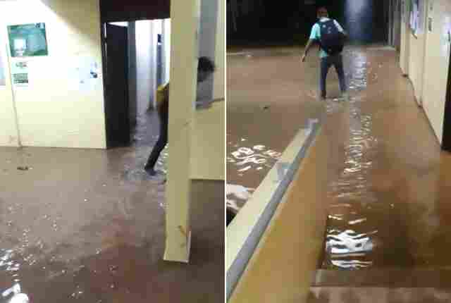 Vídeo: Parte do forro da Unir despenca durante forte chuva em Porto Velho; instituição ficou alagada