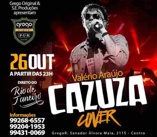 Valério Araújo canta Cazuza nesta sexta-feira no Grego Original