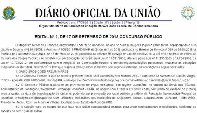 Unir prorroga inscrições do concurso até a quinta-feira