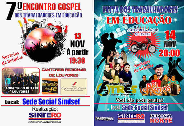 Sintero promove o 7º Festival Gospel e a confraternização anual com sorteio de uma moto