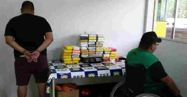 PRF de Vilhena apreende 54 quilos de cocaína com dois traficantes, um deles cadeirante
