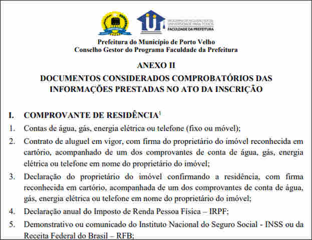 Abertas as inscrições para seleção da Faculdade da Prefeitura de Porto Velho