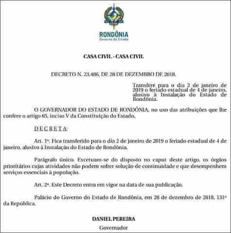 Mais uma vez Governo desrespeita Lei e antecipa feriado do dia 4 de janeiro