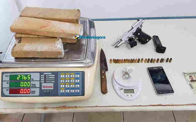 Foragido é preso com pistola 380 e quase 3 quilos de maconha em Porto Velho