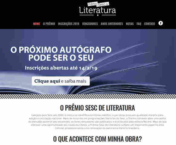 Inscrições para o Prêmio Sesc de Literatura encerram nesta quinta-feira