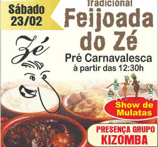 Tradicional Feijoada do Zé - Pré Carnavalesca é neste sábado