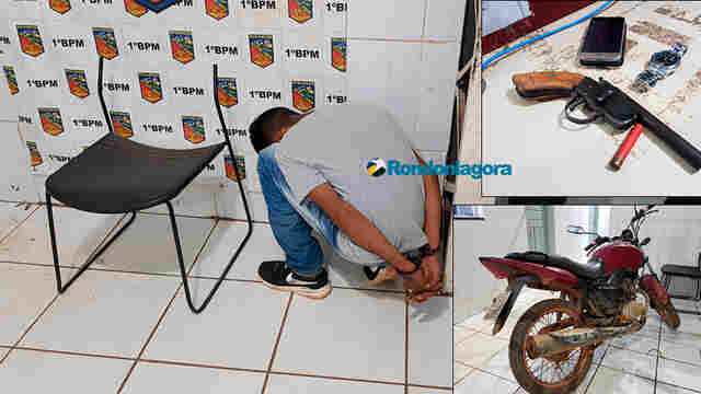 Suspeito é preso com arma e moto roubada na Capital