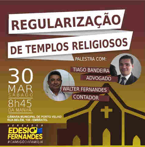 Edesio Fernandes promove palestra gratuita para líderes religiosos