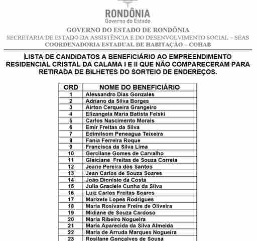 Sorteados com imóveis do Cristal da Calama devem comparecer ao Tudo Aqui até a sexta-feira