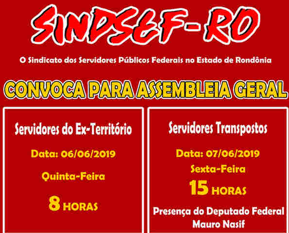 Sindsef convoca servidores do ex-Território e Transposição para assembleias nesta quinta e sexta-feira