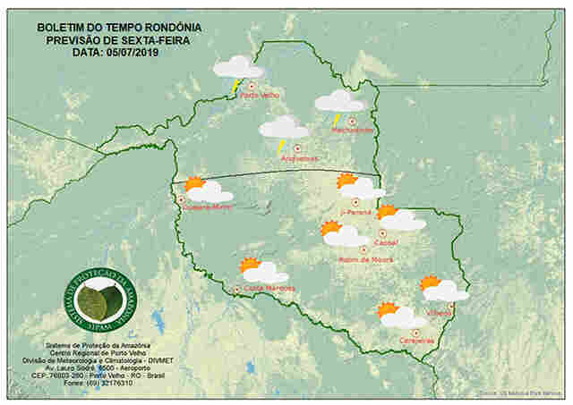Temperaturas baixam nesta sexta-feira no Cone Sul, Zona da Mata e Vale do Guaporé; capital terá dia quente