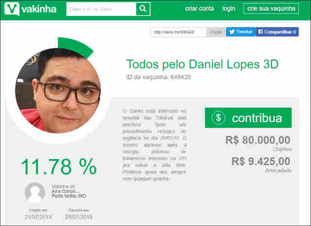 Família faz vaquinha para ajudar a pagar tratamento de paciente com infecção