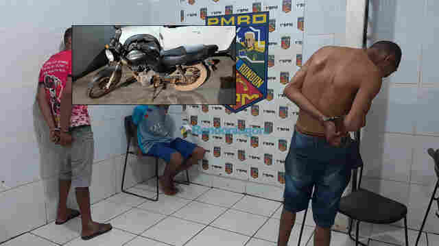 Trio é preso após roubar moto; veículo tinha rastreador e PM localizou bando