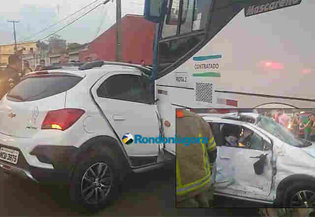 Vídeo: Grave acidente deixa passageira de carro presa às ferragens em Porto Velho