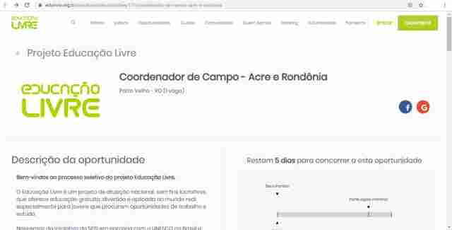 Projeto da Unesco contrata coordenador para atuar com jovens em Rondônia e Acre