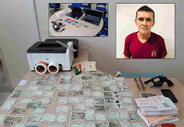 Estelionatário tenta sacar mais de R$ 57 mil e acaba preso com grande falsário