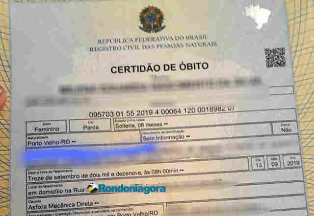 Certidão de óbito informa que bebê de oito meses morreu por asfixia mecânica