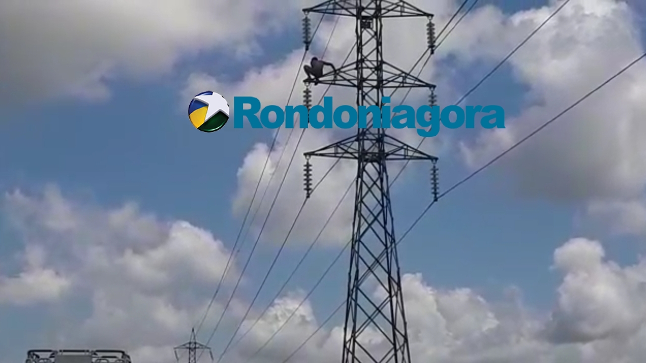 Vídeo: Bombeiros tentam convencer homem a descer de torre de energia