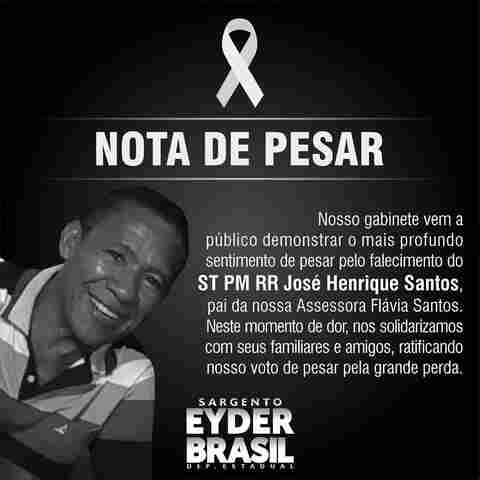 Deputado Eyder Brasil lamenta morte do tenente da PM José Henrique Santos