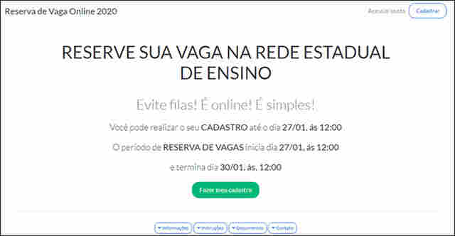 Sistema de reserva de vagas em Rondônia volta a funcionar