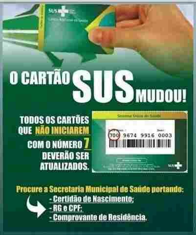Beneficiários devem atualizar cartão SUS, informa Prefeitura