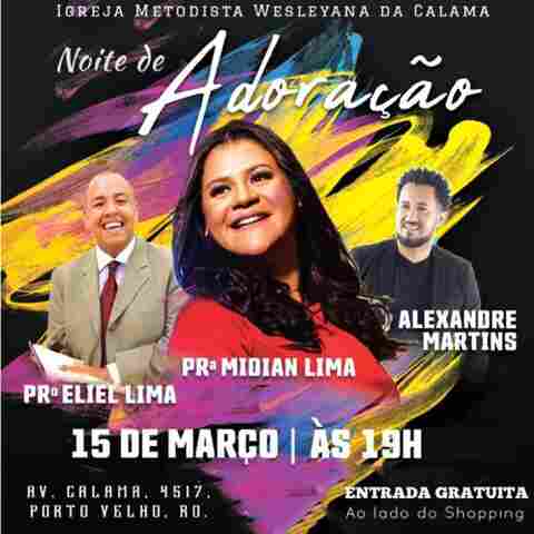 Cantora gospel Midian Lima substitui Davi Sacer no dia 15, na Igreja Wesleyana Calama
