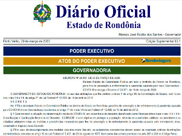 Só serviços essenciais devem funcionar em Rondônia a partir deste sábado; confira na íntegra