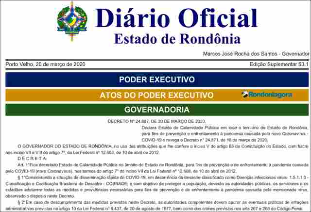 Só serviços essenciais devem funcionar em Rondônia a partir deste sábado; confira na íntegra