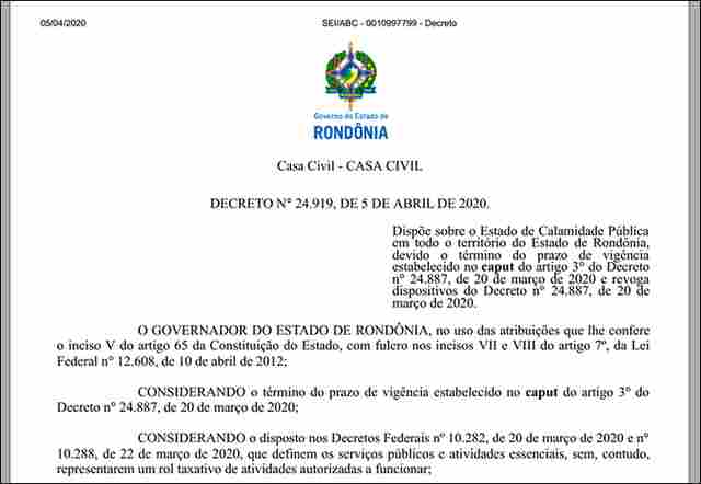 Governo mantém quarentena em Rondônia até 20 de abril, mas municípios ganham poderes para tomarem decisões