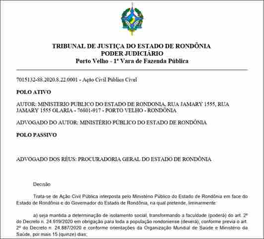 Juiz adia decisão sobre pedido de liminar do MP para que Estado retome quarentena total