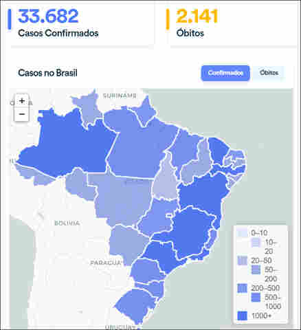 Coronavírus: Brasil registra 217 mortes e 3.257 casos em 24 horas